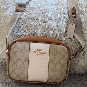 Coach Canvas Crossbody Bag in Beige, Tan and Cream